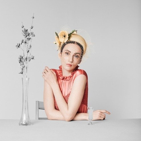 small hat with flower and net 