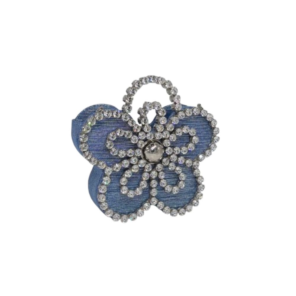 Mini flower clutch- denim blue (2)