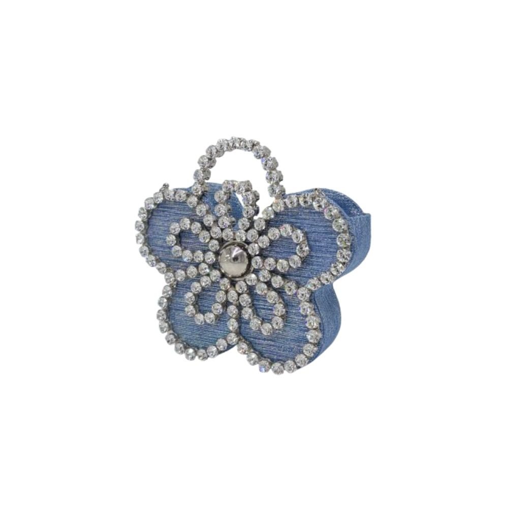 Mini flower clutch- denim blue (3)