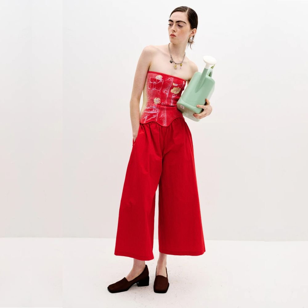 Okra Mixed Media Jumpsuit Marquee Red