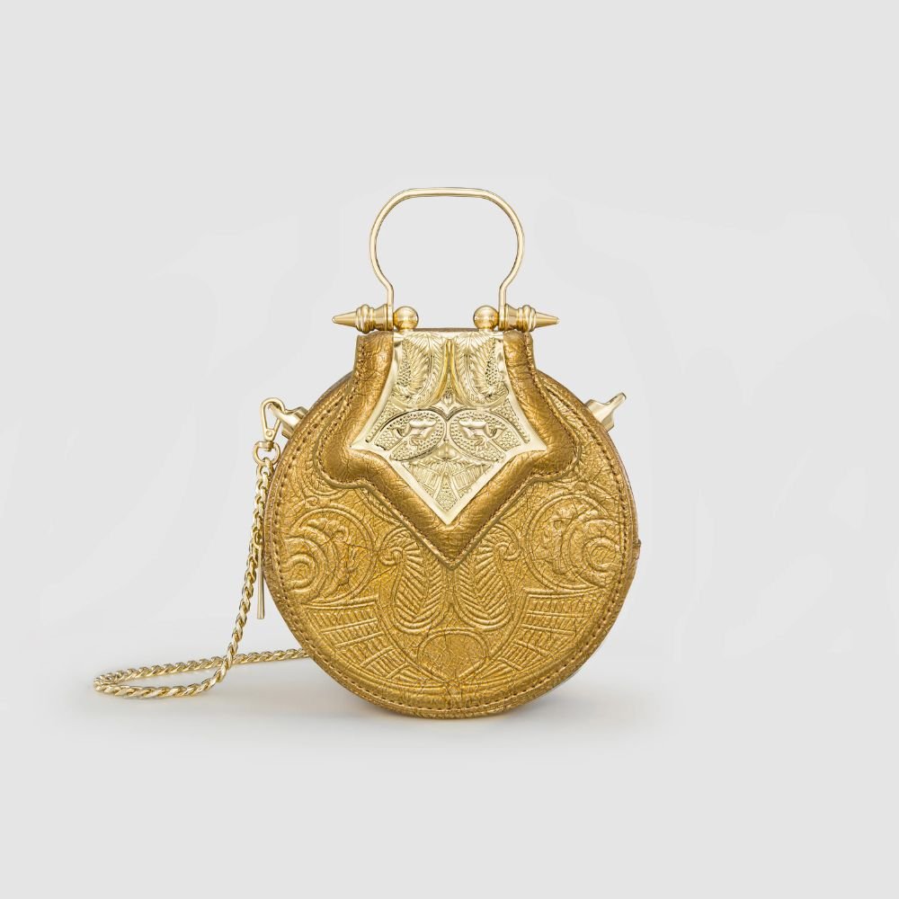 Okhtein Mini Embossed Dome Gold Bag 1