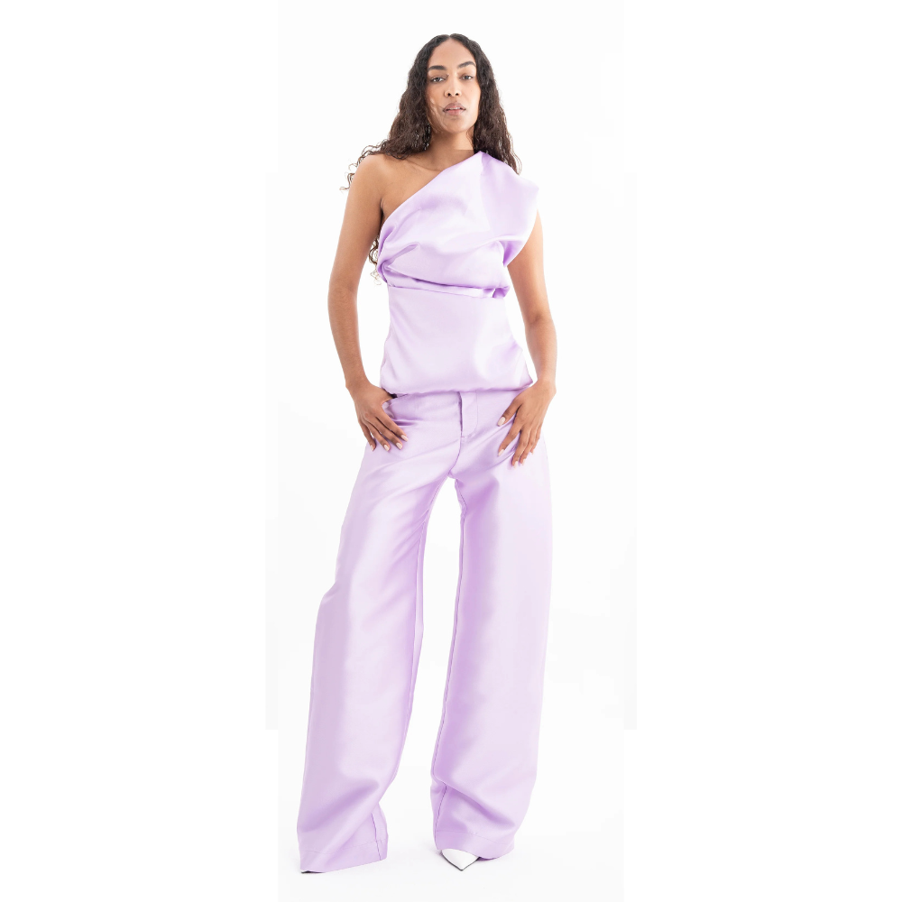 Lilac Mikado Sleeveless Draped Top