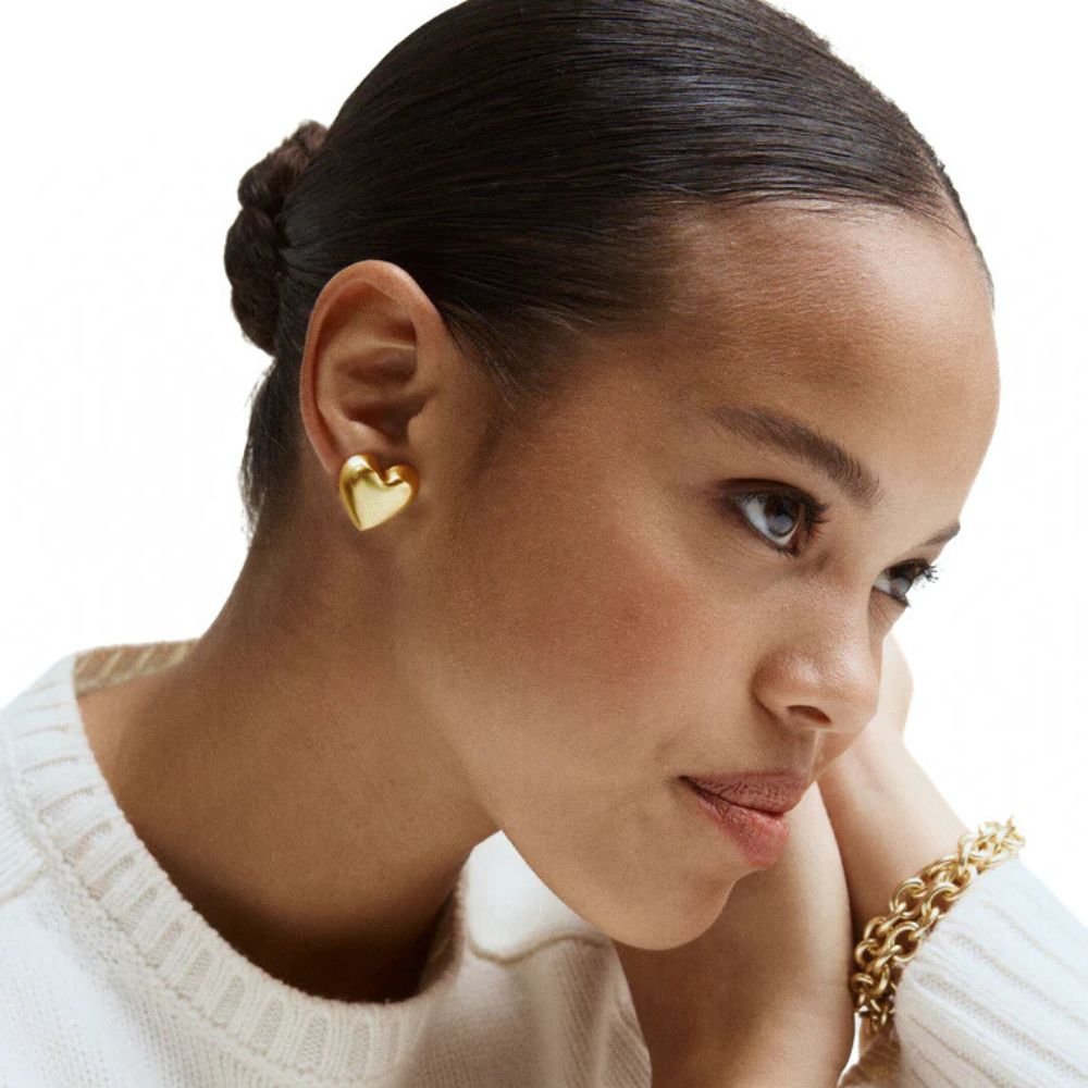 The Puffy Heart Stud Earrings - Gold