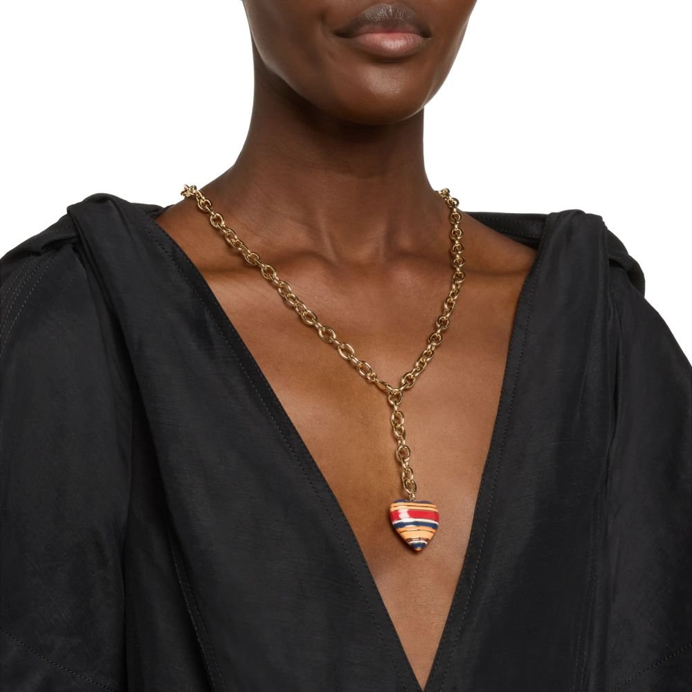 The Striped Puffy Heart Necklace