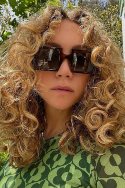 DELARGE dark squared sunglasses.